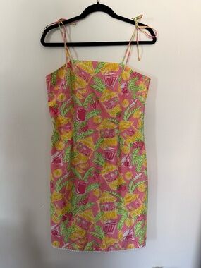 Lilly Pulitzer Women’s Juice Bar Tiki Hut Dress with Tie Straps Size 10